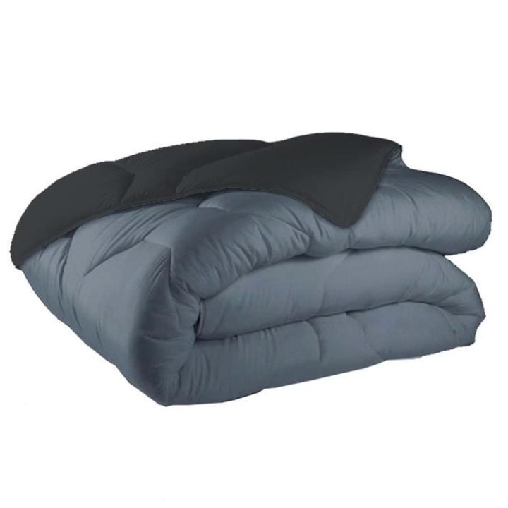 SOLEIL D'OCRE Couette Bicolore - 240 x 220 cm - Gris anthracite