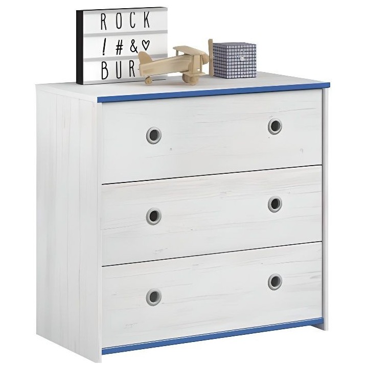 PARISOT Commode avec 3 tiroirs Smiley en aggloméré, revetu d'un déc