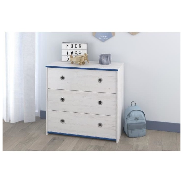 PARISOT Commode avec 3 tiroirs Smiley en aggloméré, revetu d'un déc