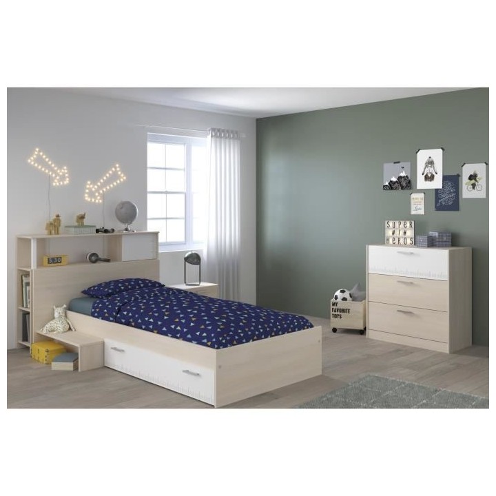 PARISOT Commode contemporain Décor acacia et blanc - L 78 cm - CHARLE