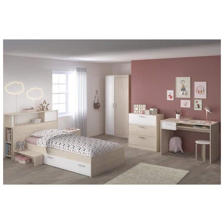 PARISOT Commode contemporain Décor acacia et blanc - L 78 cm - CHARLE