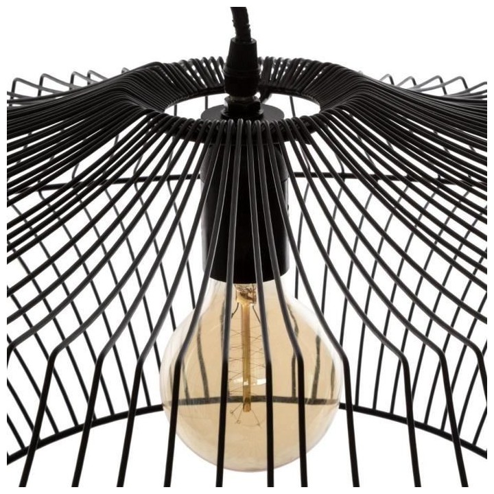 Suspension filaire en métal - Ø 60 cm - Noir