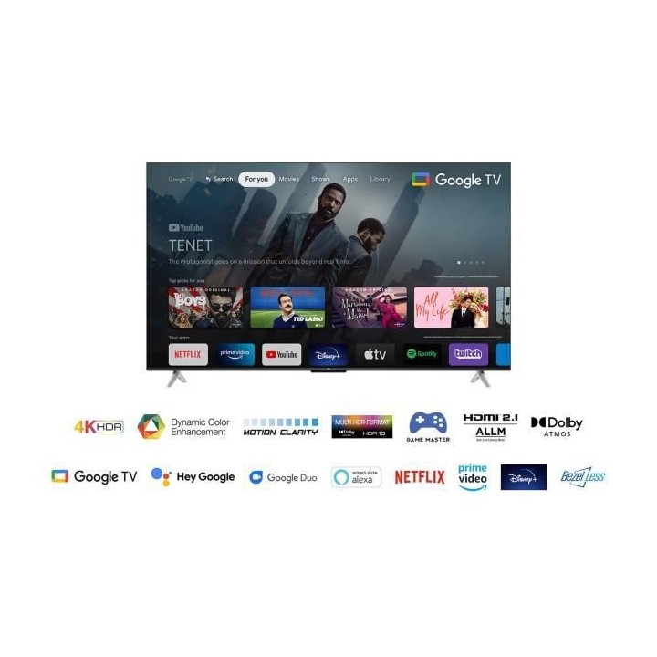 TCL - 65P637 - TV LED - UHD 4K - 64 (164 cm) - HDR Grâce a HDR10, HLG