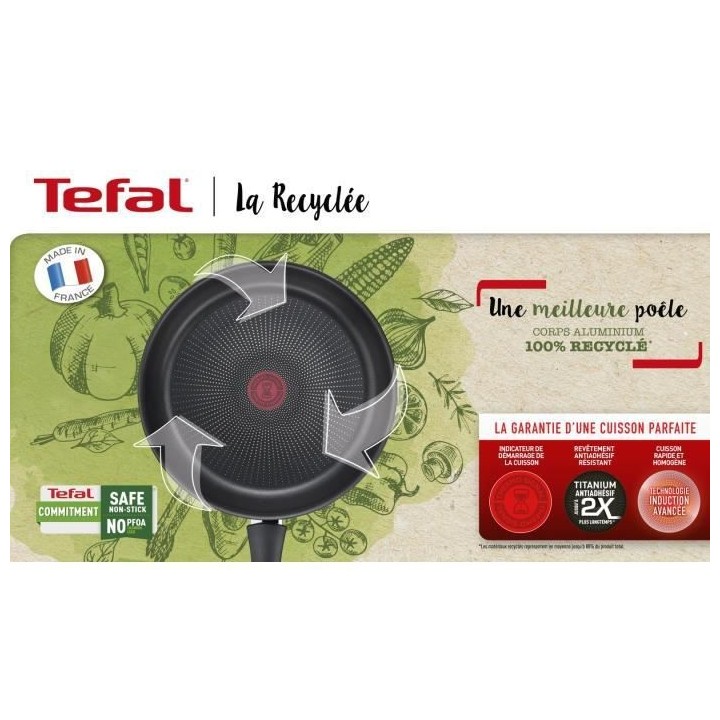TEFAL G2874602 La Recyclée faitout 24cm+Couvercle, 100% Aluminium rec