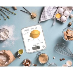 TEFAL BC5135V0 Optiss Préssé comme un citron , Graduation de 5kg/1g, Plateforme verre décoré, Fonction liquide, Tare