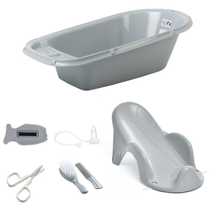 Baignoire Bébé + Transat de bain + Thermometre + Brosse et peigne +