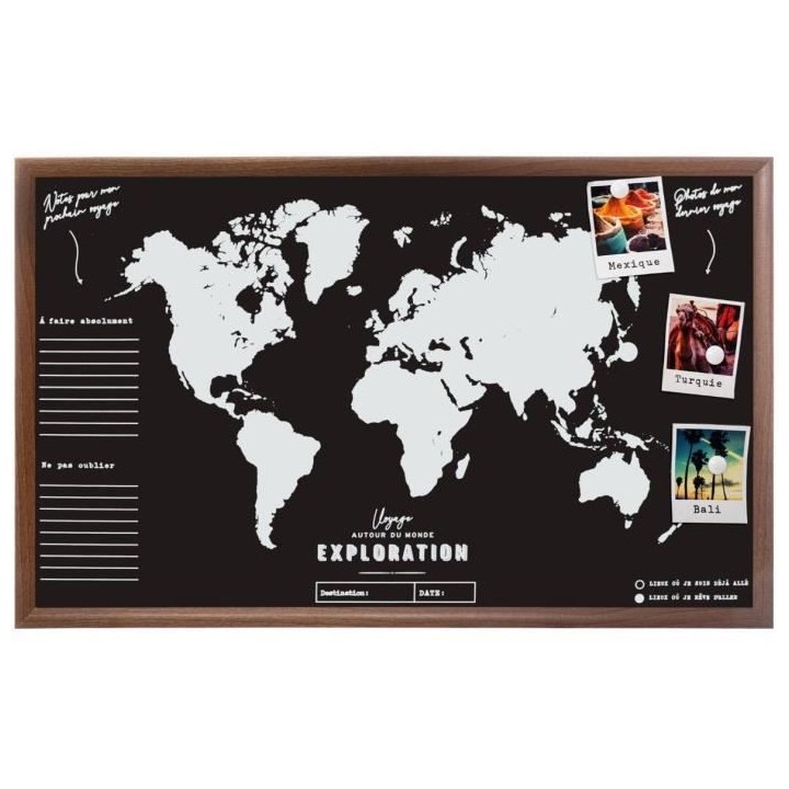 Mémo Ardoise Monde Colonial - Noir - 78 x 47,7 cm