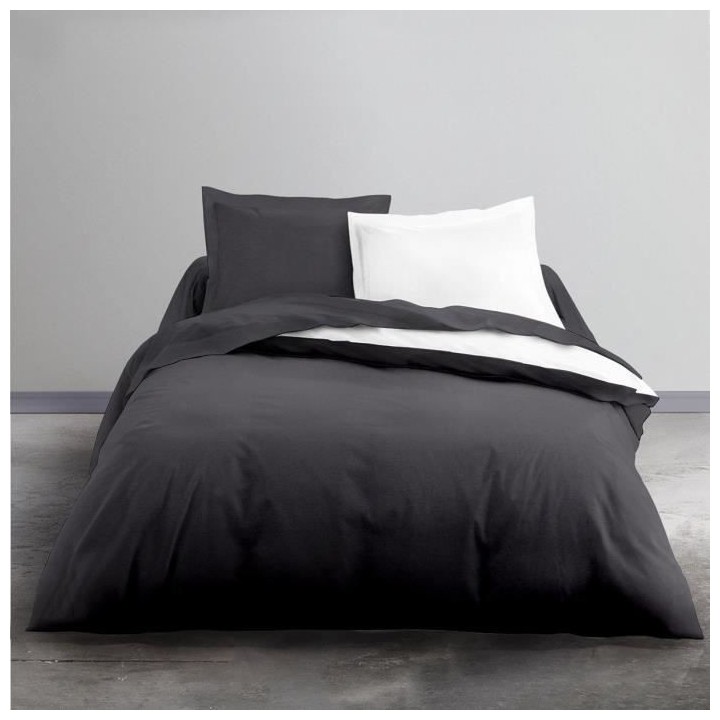 TODAY Parure de lit Coton 2 personnes - 240x260 cm - Bicolore Gris et