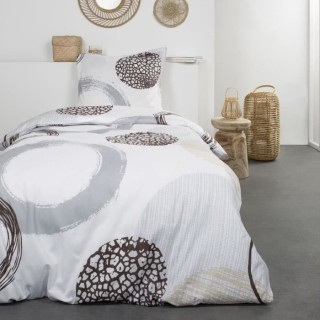TODAY Parure de lit Coton 1 personne - 140x200 cm - Imprimé Blanc Axe