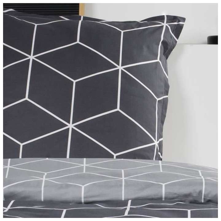 TODAY Malo Parure de lit Coton 1 personne - 140 x 200 cm - Imprimé Gr