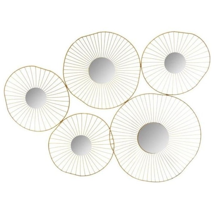 Déco murale en métal 5 Miroirs - Or