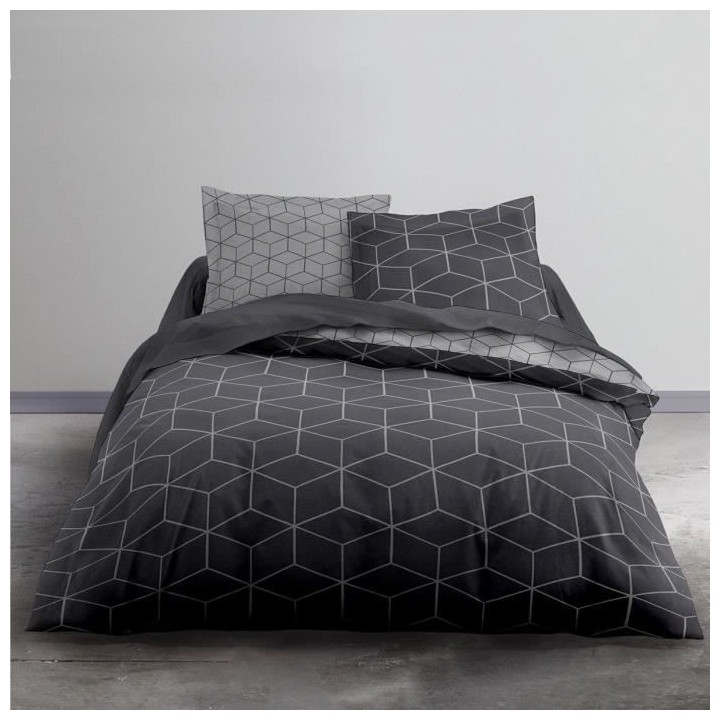 TODAY Malo Parure de lit Coton 1 personne - 140 x 200 cm - Imprimé Gr