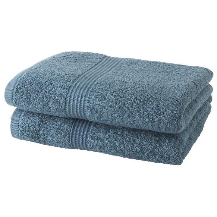 TODAY Lot de 2 Serviettes de Bain 100% coton - 50x100 cm - Paon