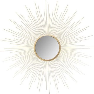 Miroir soleil bombé en métal - Ø70 cm - Or