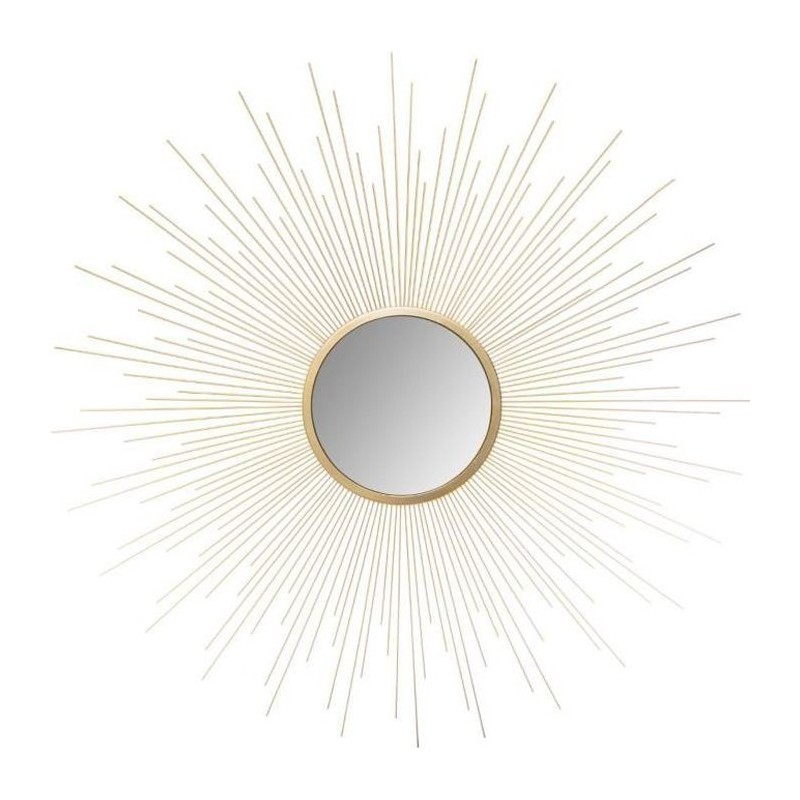 Miroir soleil bombé en métal - Ø70 cm - Or