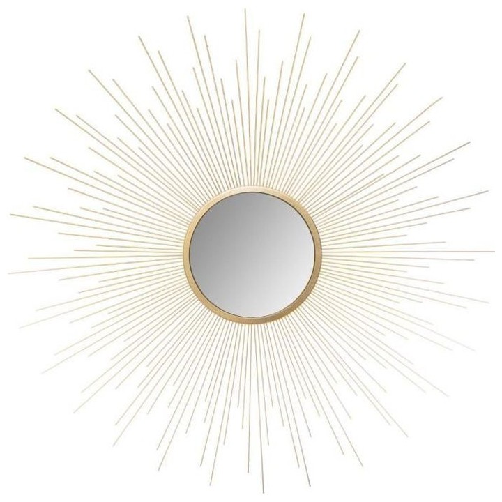 Miroir soleil bombé en métal - Ø70 cm - Or