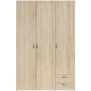 PARISOT Armoire 3 portes battantes + 2 tiroirs - Décor chene - L 120