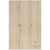 PARISOT Armoire 3 portes battantes + 2 tiroirs - Décor chene - L 120 x P 51 x H 185 cm - VARIA