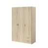 PARISOT Armoire 3 portes battantes + 2 tiroirs - Décor chene - L 120 x P 51 x H 185 cm - VARIA