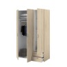 PARISOT Armoire 3 portes battantes + 2 tiroirs - Décor chene - L 120 x P 51 x H 185 cm - VARIA