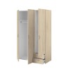 PARISOT Armoire 3 portes battantes + 2 tiroirs - Décor chene - L 120 x P 51 x H 185 cm - VARIA