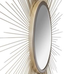 Miroir soleil bombé en métal - Ø70 cm - Or