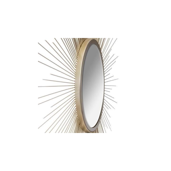Miroir soleil bombé en métal - Ø70 cm - Or