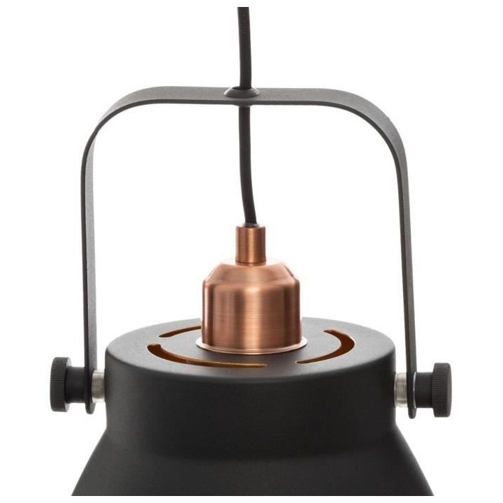 Suspension en métal - E27 - 40 W - H. 38,9 cm - Gris foncé