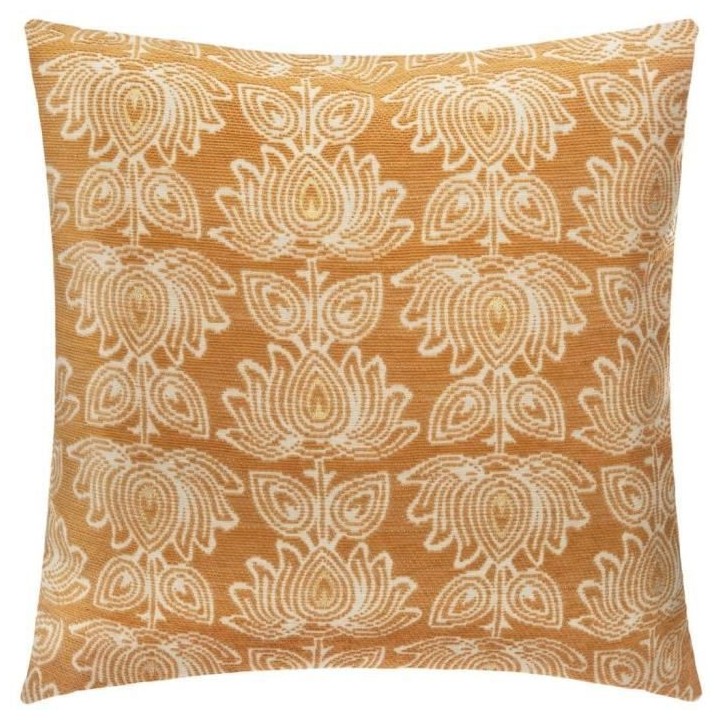 Housse de coussin Chenille fleur - 40 x 40 cm - Jaune ocre