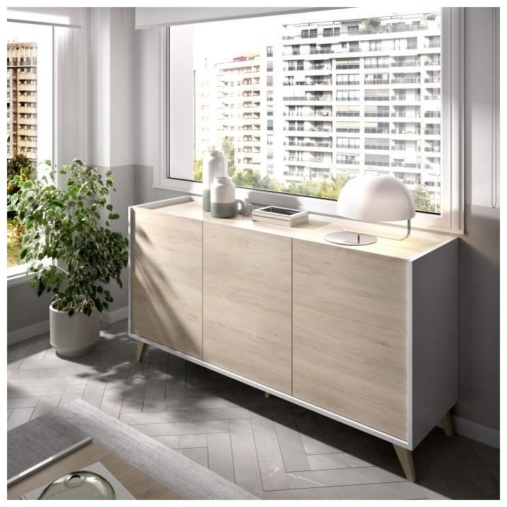 Ensemble salon NESS - Meuble TV 155cm + buffet 3 portes 155cm + Table