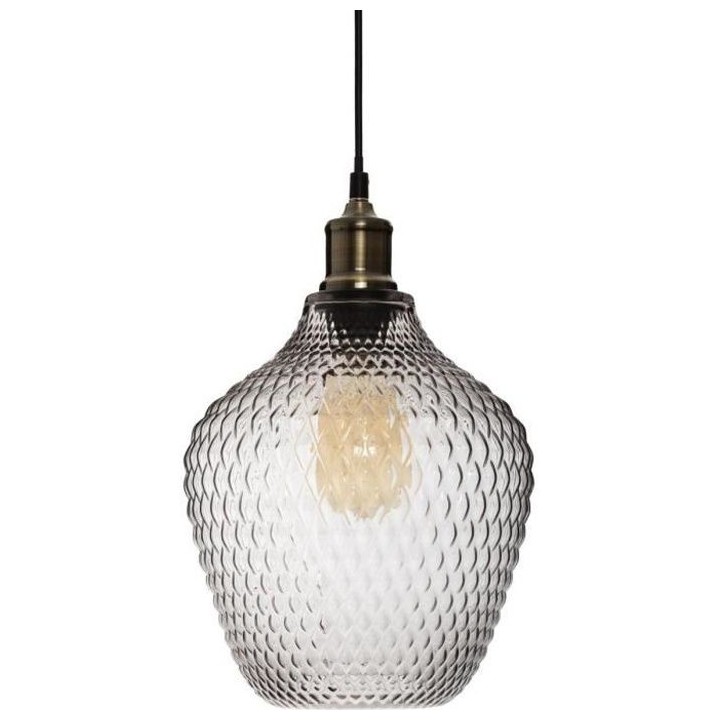 Suspension en verre - Ø 22 x H 25 cm - Gris fumé