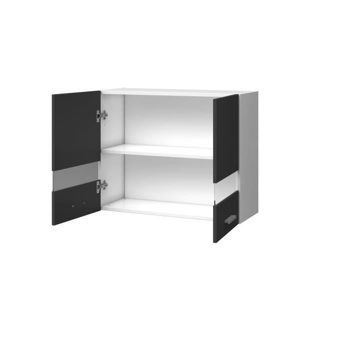 EXTRA - Meuble haut de cuisine 80cm 2 Portes vitrées - Gris Mat