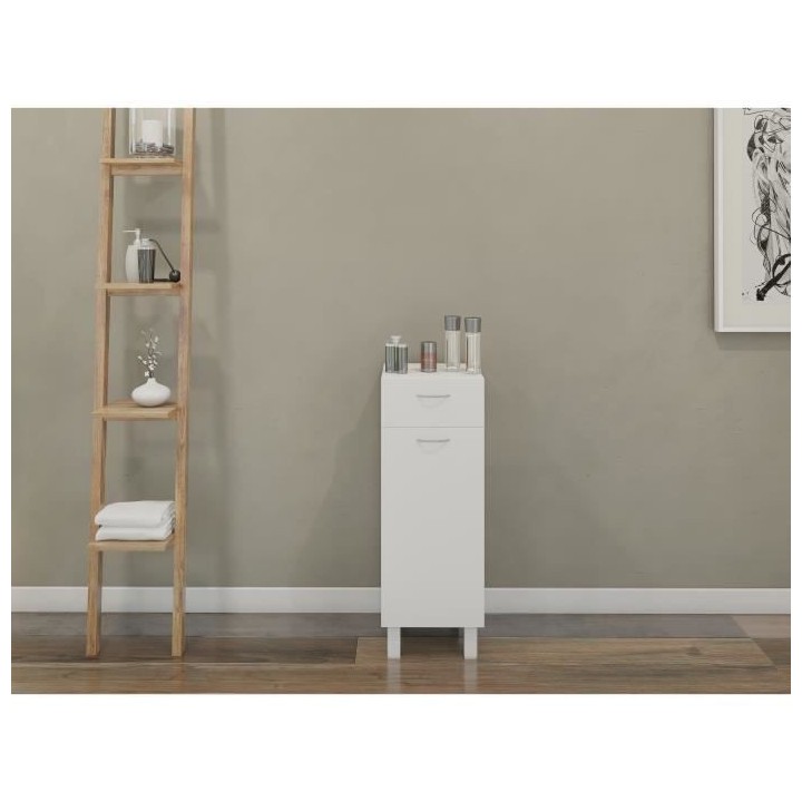 ESSENTIEL - Meuble de rangement 1 porte 1 tiroir - Blanc - L 30 cm