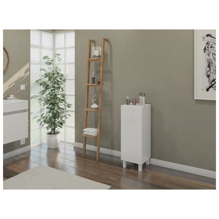 ESSENTIEL - Meuble de rangement 1 porte 1 tiroir - Blanc - L 30 cm