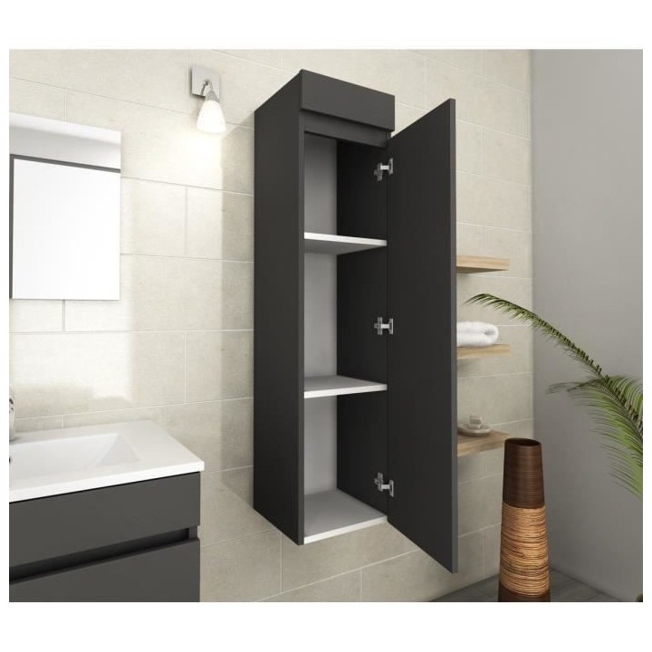 LUNA Colonne de salle de bain L 25 cm - Gris mat