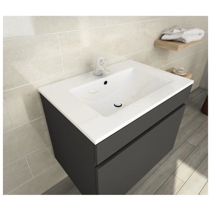 LANA Ensemble de meubles de salle de bain : vasque + miroir + meuble s