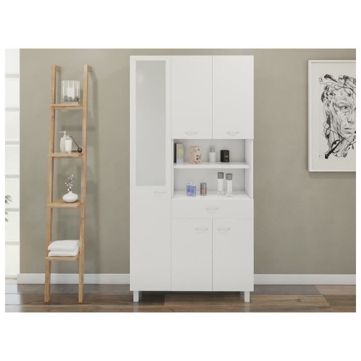 ESSENTIEL - Colonne de salle de bain 5 portes - Blanc - L 88,8 cm