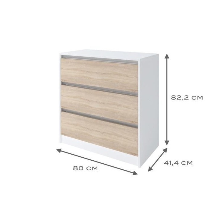 MAO Chambre adulte complete - Contemporain - Blanc mat et décor chene