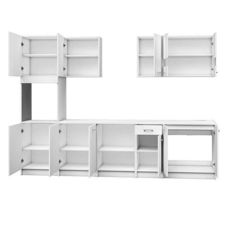 EXTRA Cuisine complete L 300 cm avec colonne - 8 éléments -Blanc mat