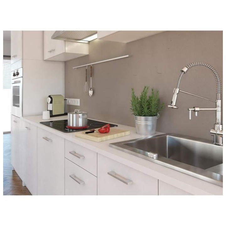 EXTRA Cuisine complete L 300 cm avec colonne - 8 éléments -Blanc mat