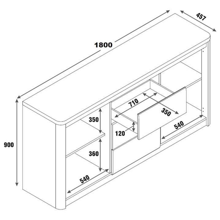 Enfilade - Blanc - Style contemporain - 2 portes - BELLINI - L 180 x P