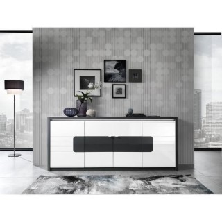 ALBEA Enfilade - Blanc et gris - 4 portes + 1 tiroir - BELLINI - L 220