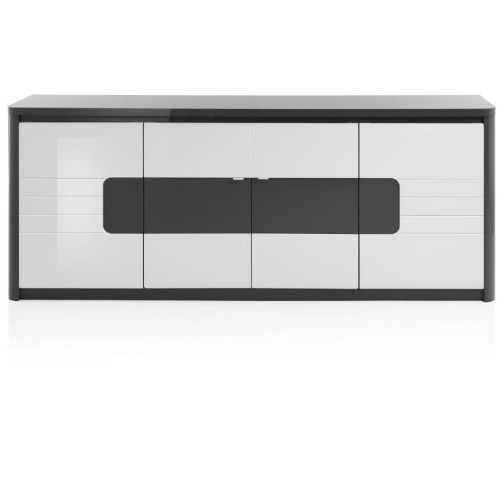 ALBEA Enfilade - Blanc et gris - 4 portes + 1 tiroir - BELLINI - L 220