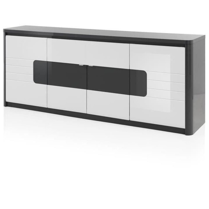 ALBEA Enfilade - Blanc et gris - 4 portes + 1 tiroir - BELLINI - L 220