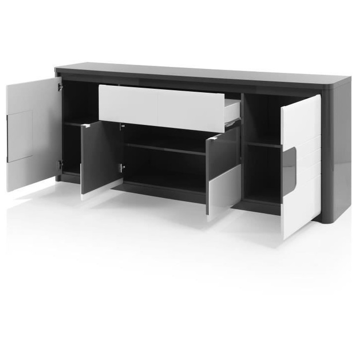 ALBEA Enfilade - Blanc et gris - 4 portes + 1 tiroir - BELLINI - L 220