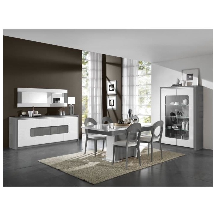 ALBEA Enfilade - Blanc et gris - 4 portes + 1 tiroir - BELLINI - L 220