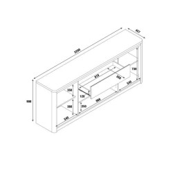 ALBEA Enfilade - Blanc et gris - 4 portes + 1 tiroir - BELLINI - L 220 x P 46 x H 90 cm