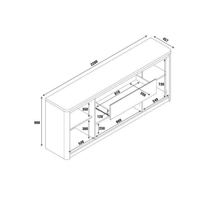 ALBEA Enfilade - Blanc et gris - 4 portes + 1 tiroir - BELLINI - L 220