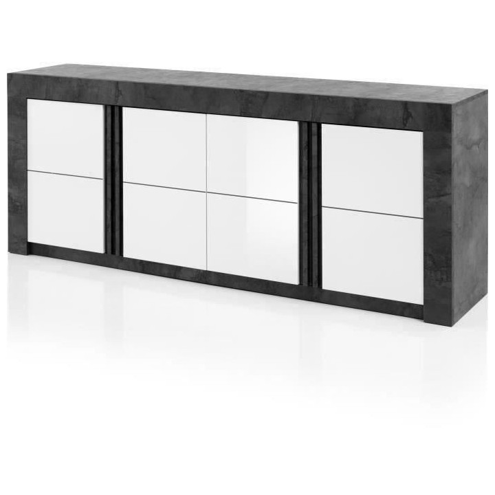 ALBEA Enfilade 4 Portes - Blanc - CAPRI - L 220 x P 46 x H 85 cm