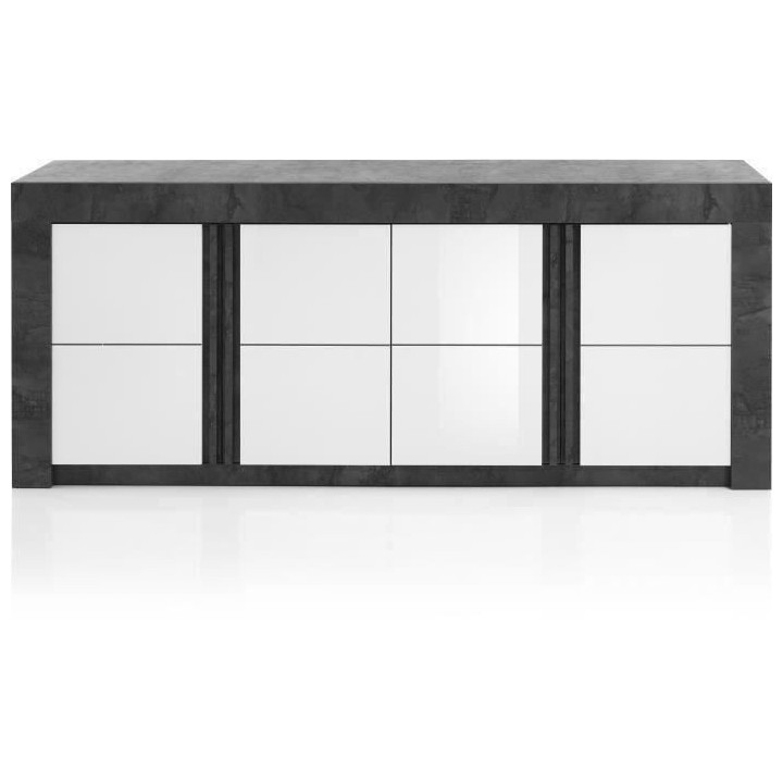 ALBEA Enfilade 4 Portes - Blanc - CAPRI - L 220 x P 46 x H 85 cm